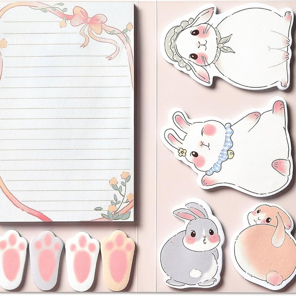 Cute Sticky Notes Set, Sticky Notes Set Planner Dividers, Easter Bunny Self-Stic